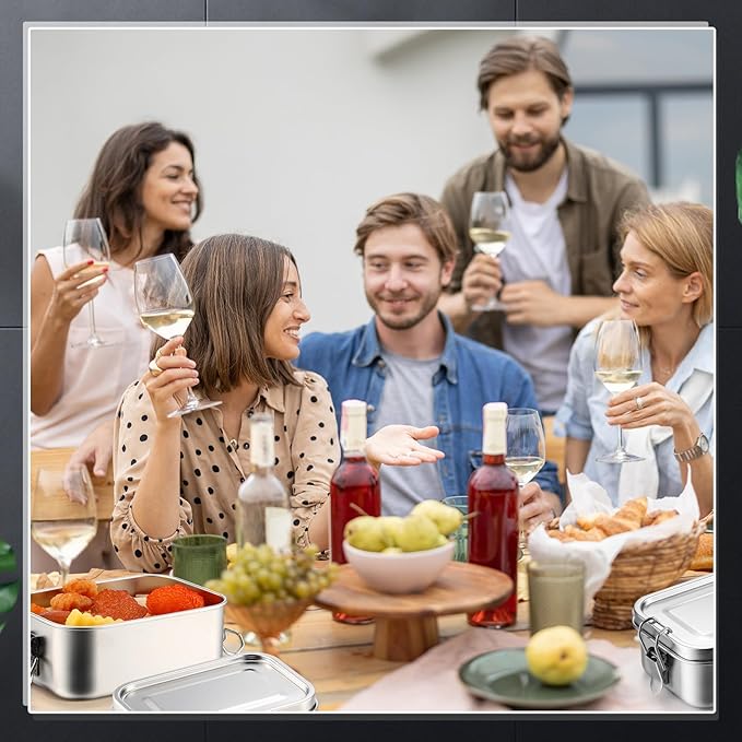 Umigy 12 Pcs Stainless Steel Bento Box 550ml Metal Lunch Box Food Storage Containers Metal Container, Lockable Clips to Leak Proof, Reusable Dishwasher Safe Lunch Snack Boxes for Work, School