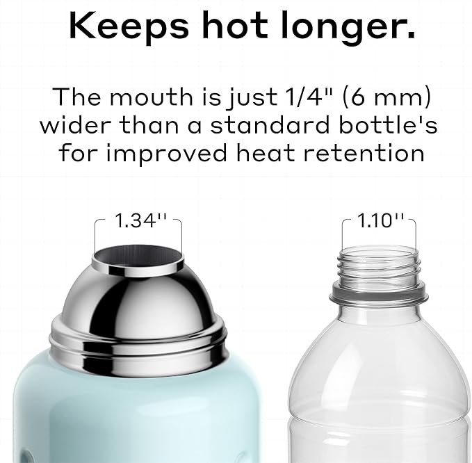 BOBBER 34 oz Stainless Steel Travel Thermos for Hot and Cold Drinks – Dishwasher Safe Metal Water Bottle with Cup Lid – Keeps Hot for 48 Hours – BPA-Free, Vacuum Insulated (Light Blue)