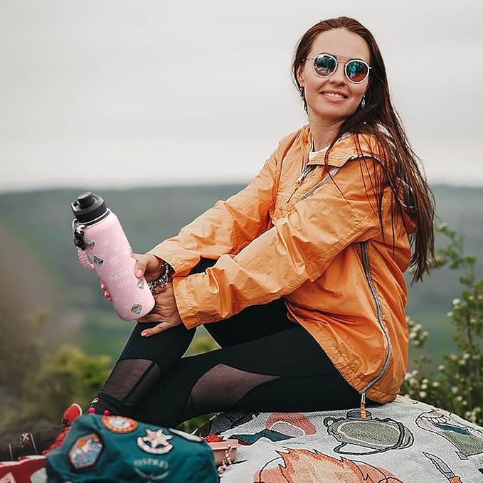 40 oz Insulated Water Bottle | Thickened Stainless Steel Vacuum Metal | Portable Sports Water Jug for Gym and Hiking with Straw, Carrier Bag, Handle Strap | BPA-Free 40 oz