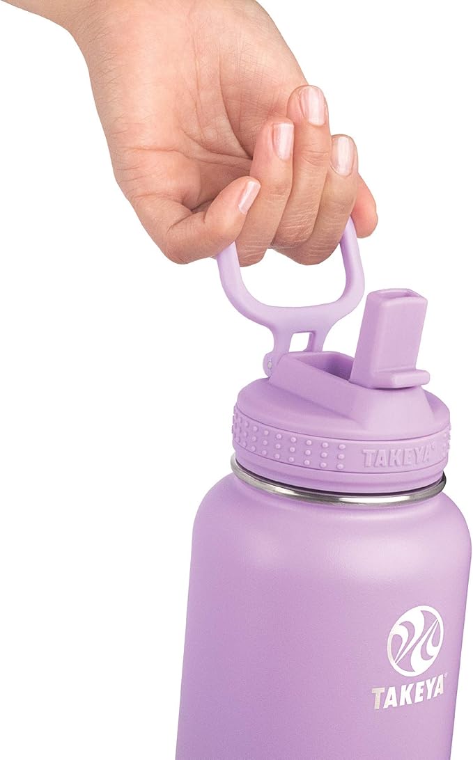Takeya Actives Water Bottle with Spout Lid - Bottle with Double Stainless Steel Insulation - Dishwasher Safe & BPA-Free - Bottle with Spout Lid & Removable Bumper - 32 oz, Lilac