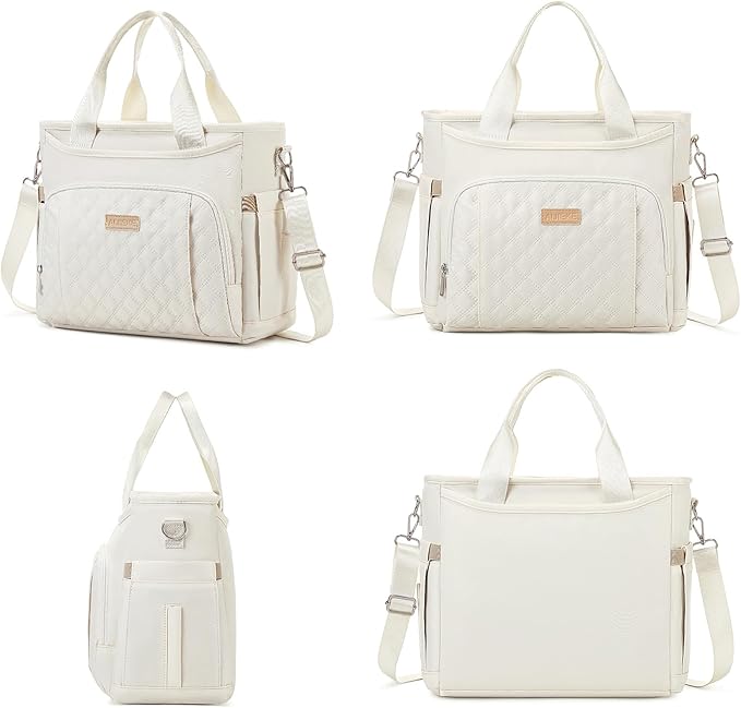 AIJIEKE Insulated Lunch Bag for Women, Lunch Box, Lunch Tote for Work, Large Leak Proof Cooler Bag with Removable Strap, Reusable Adult Lunchbag, Picnic, Office, Beach, Beige