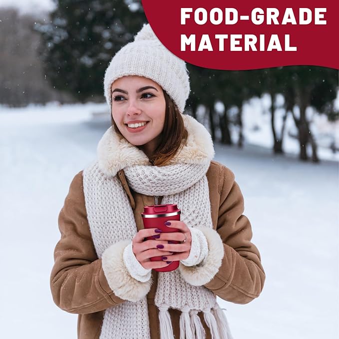 Insulated Coffee Tumblers with Flip Lid 12oz / 17oz, Stainless Steel Travel Coffee Mug Leak Proof, Vacuum Insulated Reusable Cup, Keeps Cold and Hot for Tea