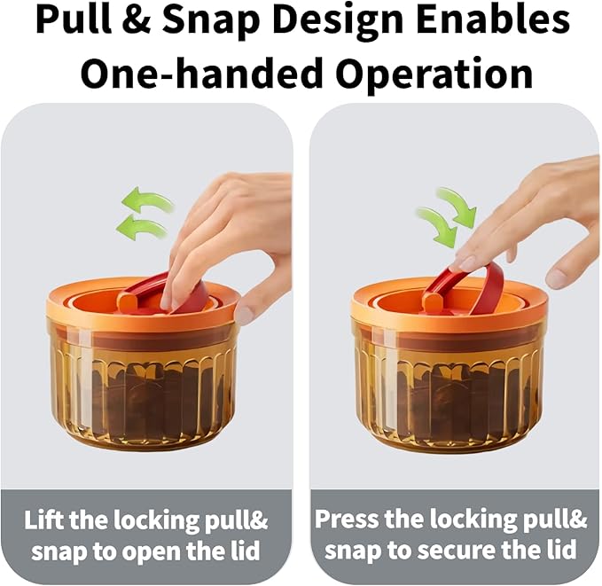 Plastic Small Airtight Container Set Food Storage Containers with Lids BPA Free Coffee Canisters for Beans Sugar Spice Snack Stackable Dishwasher Safe patented Pull Snap Lock Sealed Design 10/17/24oz