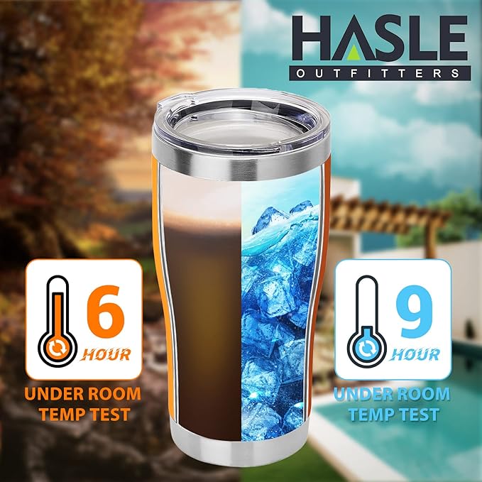 HASLE OUTFITTERS 20 oz Tumbler Bulk, Stainless Steel Tumblers with Lid, Vacuum Insulated Tumbler, Double Wall Powder Coated Cup, coffee mugs, Orange, 12 Pack