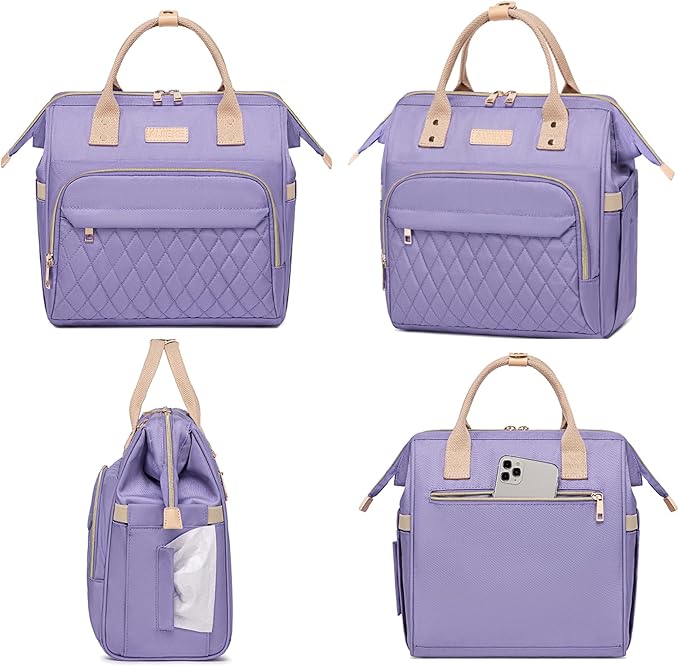 AIJIEKE Lunch Bag for Women, Large Lunch Box for Work Insulated Lunch Bag, Adult Leakproof Lunch Tote Cooler Bag with Side Pockets & Adjustable Strap, Lunch Purse for Picnic Beach, Purple