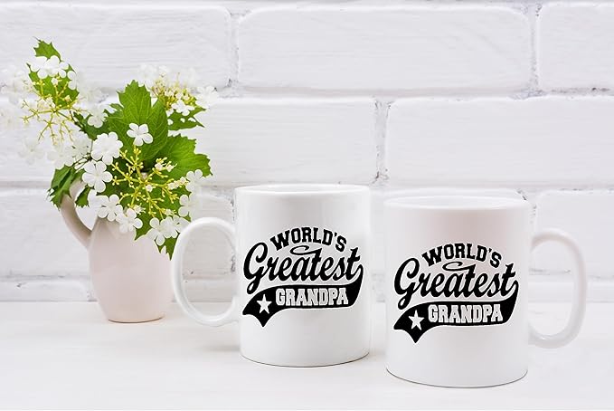 QASHWEY Grandpa Mug, Grandpas Birthday Gifts Coffee Mug, Gifts for Grandpas, BestGrandpa Gifts, GrandpaGifts from Grandchildren Coffee Cups Ceramic 11oz, World's Greatest Grandpa Tea Cup