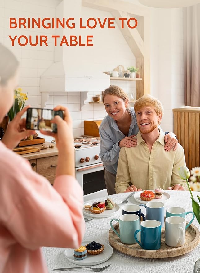 Sweese Coffee Mug, Porcelain 11 Oz Coffee Mugs Set of 6, Ceramic Coffee Cups with Handle for Coffee, Tea, Cocoa and Mulled Drinks - Multicolor, Cool Assorted Colors