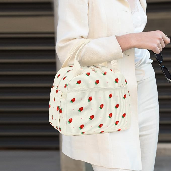 BTOOP Lunch Box for Women Men Cute Corduroy Lunch Bags Large Capacity Insulated Lunch Tote Bag For Work Travel Or Picnic