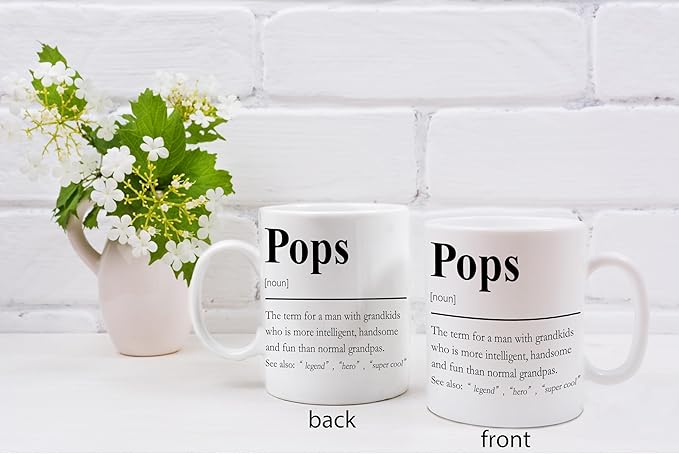 QASHWEY Pops Mug, Pop Pop Grandpa Pops Gifts from Grandkids Coffee Mug, Grandpa Mugs, Fathers Day Christmas Mugs Tea Cup Gifts for Pops PopPop Grandpas, Pops Definition Coffee Cups Ceramic 11oz