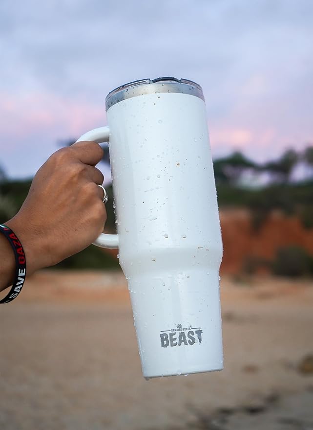 Beast 42 oz Tumbler Stainless Steel Vacuum Insulated Coffee Ice Cup Double Wall Travel Flask (Arctic White)