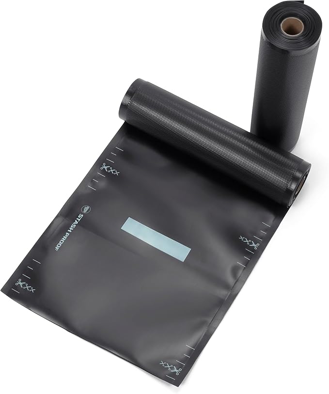 Vacuum Seal Rolls 11" x 25' 2 Pack (50 Feet Total) (Black and Black) 5.5 Mil - BPA Free Commerical Grade Food Saver for Storage, Sous Vide, and Meal Prep Sealer Bag