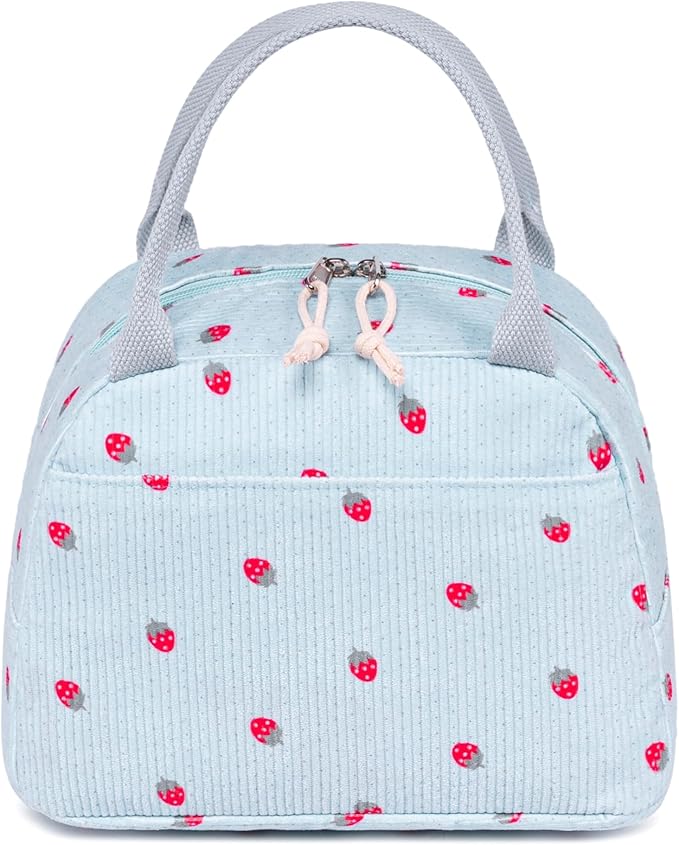 Bluboon Lunch Bag for Women Men Cute Corduroy Lunch Tote Bags Reusable Insulated Lunch Box Large Capacity Reusable Insulated Cooler for Work Picnic or Travel