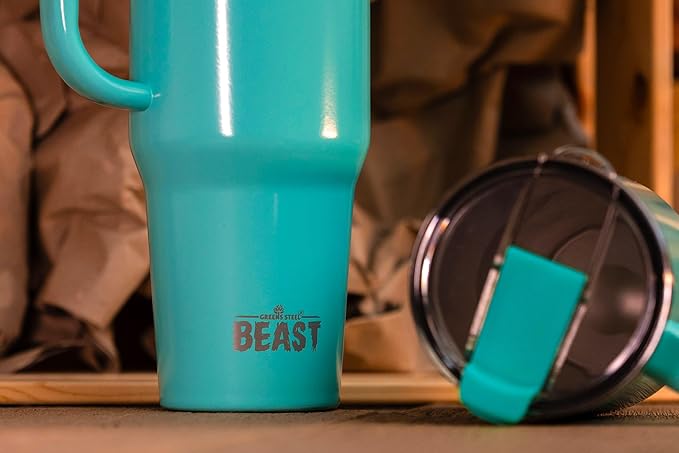 Beast 42 oz Tumbler Stainless Steel Vacuum Insulated Coffee Ice Cup Double Wall Travel Flask (Aqua Blue)
