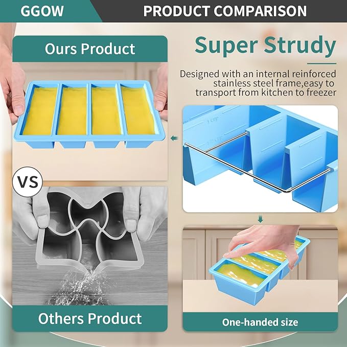 Silicone Freezer Tray for Sauce Cube: Silicone Freezing Tray for Broth Sauce Storage - Freeze 125mL 250mL Souped Portion