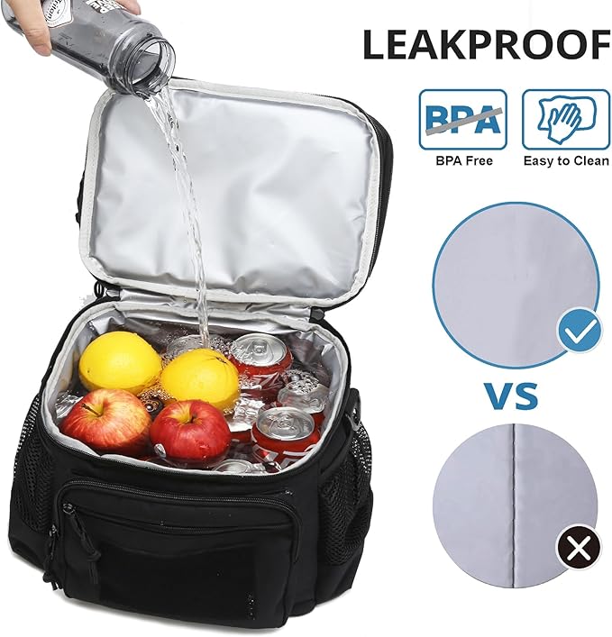 ATRIPACK Lunch Bag for Men, Double Deck Tactical Lunch Box Work with Shoulder Strap MOLLE Webbing Large Lunch Cooler Leakproof Insulated (Black)