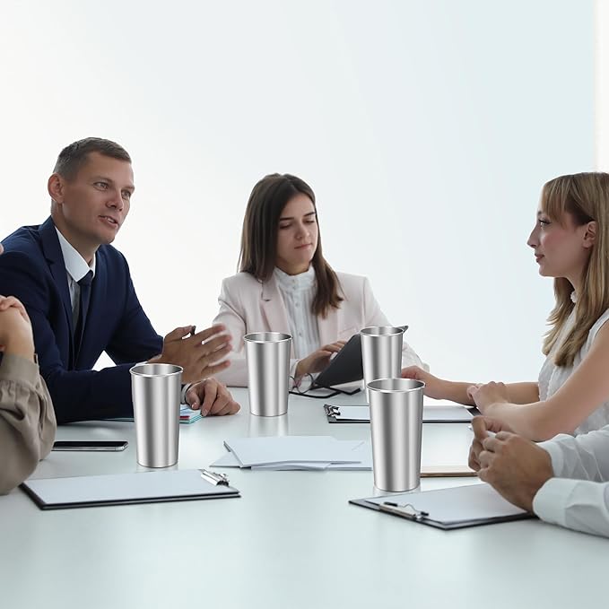 Ruisita 6 Pack 20 oz Stainless Steel Cups Metal Shatterproof Stackable Pint Drinking Cups for Adults or Kids (20 oz/600 ml)