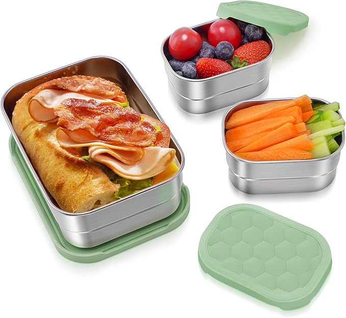 Stainless Steel Snack Containers for Kids | Easy Open Leak Proof Small Food Containers with Silicone Lids - Perfect Metal Toddler Lunch Box for Daycare and School (8oz)