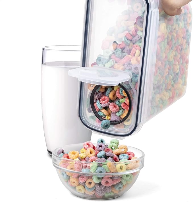Cereal Containers Storage Set - 6 Piece Airtight Large Dry Cereal Storage Containers(4 * 4L+2 * 2.5L), BPA Free Dispenser Plastic Cereal Storage Containers with 16 Labels & Pen