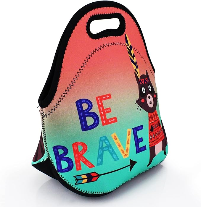 Violet Mist Womens Cute Reusable Neoprene Lunch Bag Insulated Lunch Box Thermal Fox lunchboxes Bags Waterproof funAnimal Food Handbags Meal Prep Lunchbags Travel Work Gift for Women Men Adult