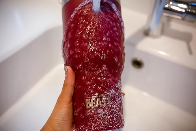 Beast 40 oz Tumbler Stainless Steel Vacuum Insulated Coffee Ice Cup Double Wall Travel Flask (Cranberry Red)