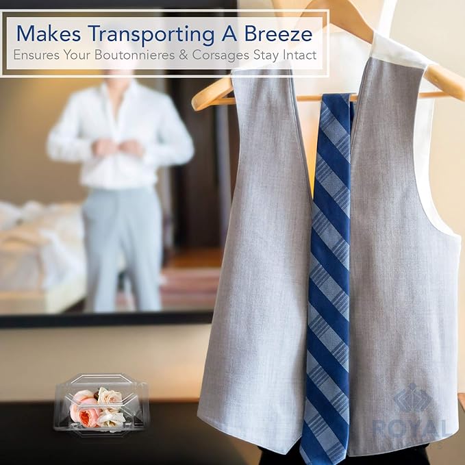 Royal Imports 100 Pack Clear Plastic Flower Box for Corsage, Boutonniere, Rose, Orchid Prom Wedding Craft Container 30x5x4