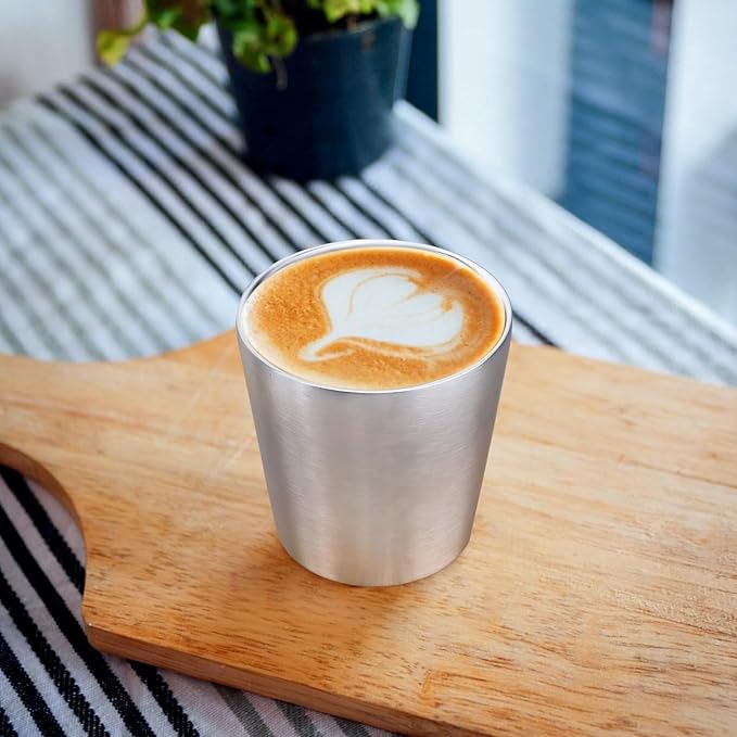 Beasea Stainless Steel Cups 6 oz, 4 Pack Small Stainless Steel Tumbler Bulk Stackable Insulated Mini Cups for Drinking Double Wall Metal Glasses Tin Cups for Home Restaurant Office Party Camping