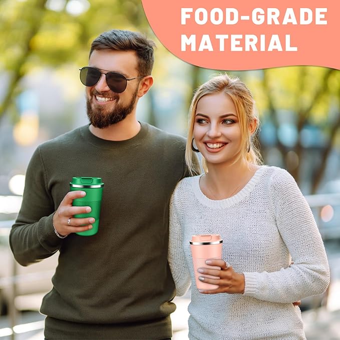 Insulated Coffee Tumblers with Flip Lid 12oz / 17oz, Stainless Steel Travel Coffee Mug Leak Proof, Vacuum Insulated Coffee Mug Reusable Cup, Keeps Cold and Hot for Coffee Tea