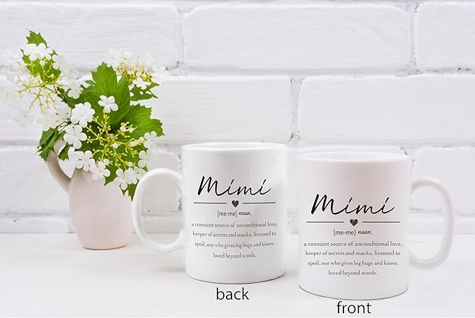 QASHWEY Mimi Coffee Mug, Mimi Mug, Mothers Day Mugs Gifts forMimi, Grandma Coffee Mugs, MimiCoffeeMugs Tea Cup Gifts for GrandmaMimi Women, MimiDefinition CoffeeCups Ceramic 11oz