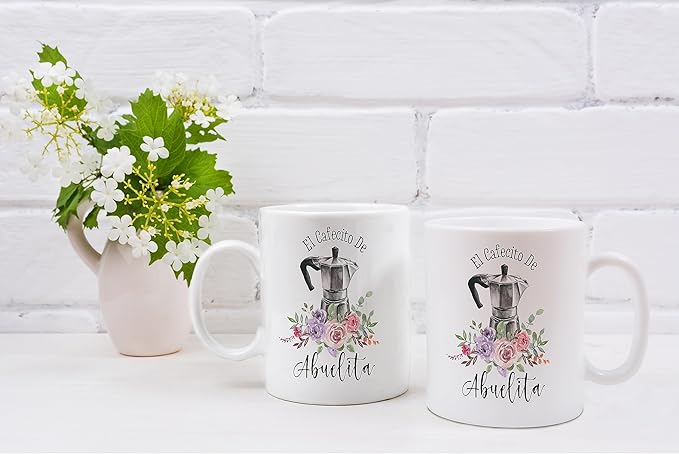 QASHWEY Grandma Coffee Mugs, Abuelita Gifts, Grandma Gifts, Abuelita Grandma Mug Coffee Tea Cup Gifts for Grandma Spanish Abuelita, El Cafecito De Abuelita Coffee Cups Ceramic 11oz