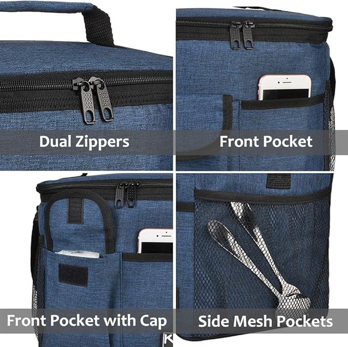 Tirrinia Insulated Large Lunch Bag for Women Men, Leakproof Lunch Box Containers for Adults, Work, School, Soft Lunchbox for Kids, Boys, Adult Cooler Bag for Picnic, Hiking,Beach