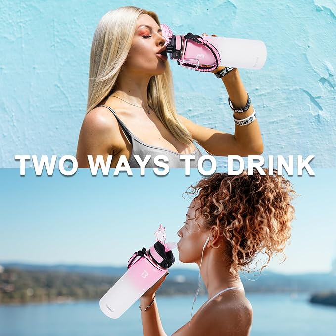 32oz Insulated Water Bottle with Straw Lid & Spout Lid & Paracord Handle, Stainless Steel Water Bottle Wide Mouth, Double Wall for Women Men Gym Fitness Outdoor