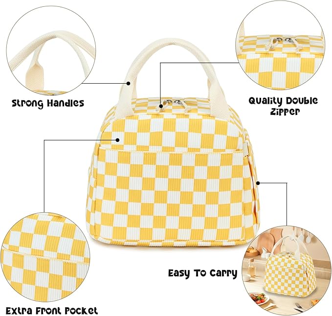 Bluboon Lunch Box for Women men Insulated Cute Corduroy Lunch bag, Reusable Cooler Bag for Work, Picnic, Travel