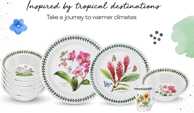 Portmeirion Exotic Botanic Garden 8.5" Salad Plate, Arborea - Traditional British Ceramic Dish, Made in England, Dishwasher & Microwave Safe - Floral Tableware for Dining & Entertaining