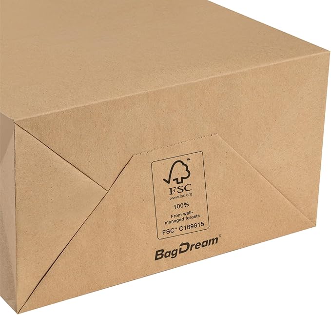 BagDream Kraft Paper Bags 14x10x15.75 Ultra Wide Large Paper Gift Bags with Handles for Takeouts, Parties, Shopping, Food Packing, Recyclable Food Service Bags Brown 25 Count Paper Grocery Sacks