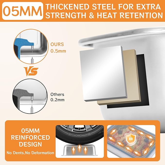 6-Piece 304 Stainless Steel Food Storage Containers with Lids, Leakproof & Airtight Bento Lunch Box, Oven/Freezer/Dishwasher Safe,Stackable Kitchen Storage Set