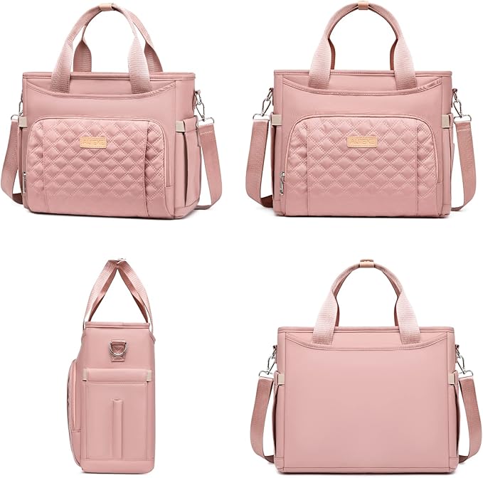 AIJIEKE Insulated Lunch Bag for Women, Lunch Box, Lunch Tote for Work, Large Leak Proof Cooler Bag with Removable Strap, Reusable Adult Lunchbag, Picnic, Office, Beach, Pink