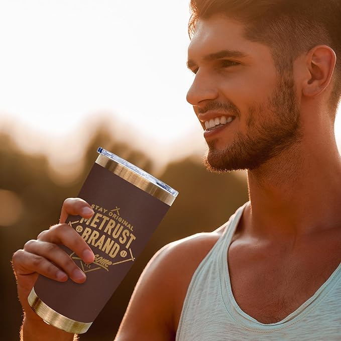 20 oz Tumbler Bulk 8 Pack Stainless Steel Tumblers with Lids and Straws, Double Wall Vacuum Insulated Travel Coffee Mug for Laser Engrave, Powder Coated Cups for Hot and Cold Drinks (Brown,8 pack)