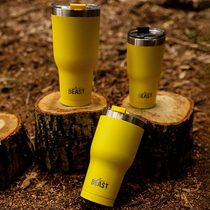 Beast 20 oz Tumbler Stainless Steel Vacuum Insulated Coffee Ice Cup Double Wall Travel Flask (Lemon)