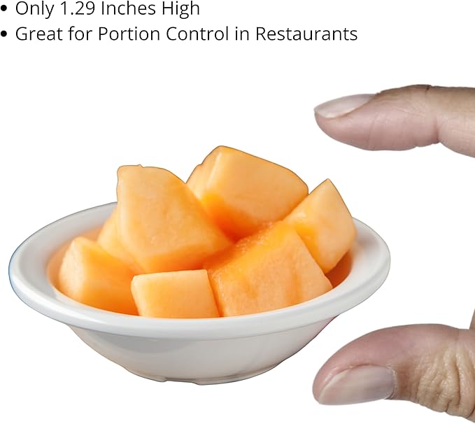 Carlisle FoodService Products Kingline Reusable Plastic Bowl Fruit Bowl with Rim for Home and Restaurant, Melamine, 4.75 Ounces, White