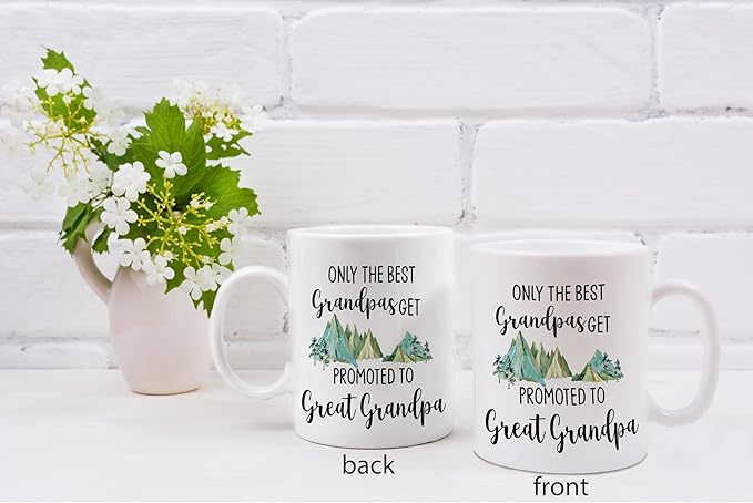 QASHWEY Great Grandpa Mug, GreatGrandpa Gifts Coffee Mug, Grandpas Baby Announcement Mug, Fathers Day Christmas Tea Mug Cup Gifts for GreatGrandpa, Promoted to Great Grandpa Coffee Cups Ceramic 11oz