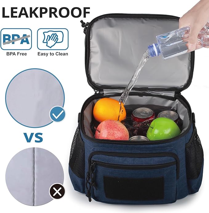 ATRIPACK Lunch Bag for Men, Double Deck Tactical Lunch Box Work with Shoulder Strap MOLLE Webbing Large Lunch Cooler Leakproof Insulated (Blue)