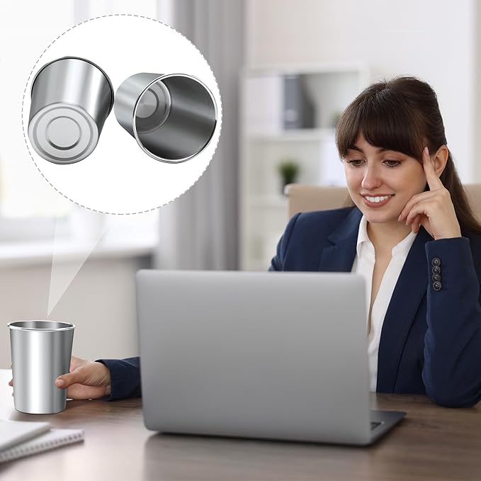 Resinta 10 Pieces 8 Ounce Stainless Steel Cups Metal Pint Cups Shatterproof Drinking Glasses for Kids or Adults (8 oz)