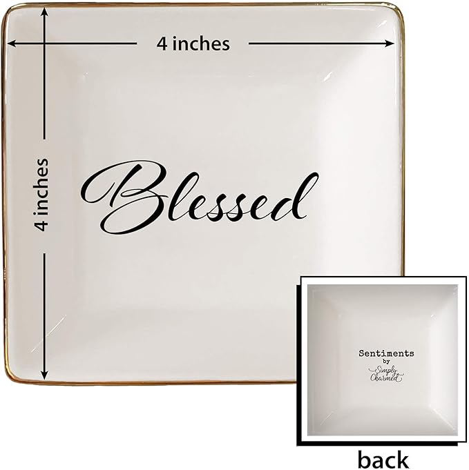 Simply Charmed Blessed Ceramic Jewelry Dish or Ring Holder - Religious Gift for Mother's Day, Confirmation or Baptism