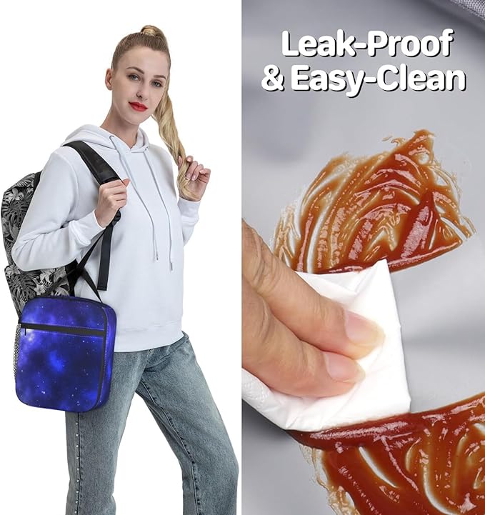 Axolotl Lunch Box for Kids,Cute Animal Insulated Bag for Student,Dark Blue Reusable Thermal Insulation Cooler Tote Bags for School Work Picnic Camping Outdoor Gifts