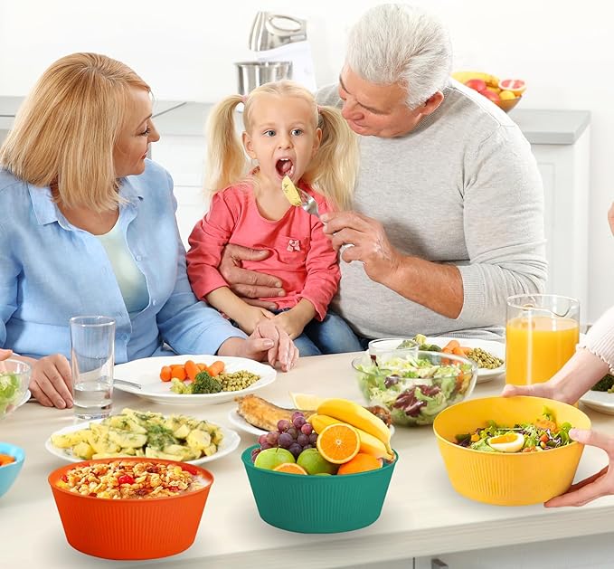 Old Tjikko Snack Bowls,Set of 6 Rice Bowls,100% BPA-Free Wheat Straw Fiber Snack Bowls,Eco-friendly Safe Kitchen Bowl for Children Adult Support Microwave (36oz-6pcs)