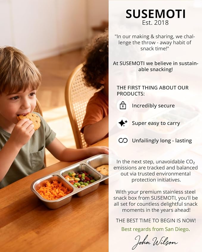 4-Pack Food-Grade Stainless Steel Snack Containers, Multi-Compartment & Leakproof, Ideal for Families & Travel, Stackable, Kid & Adult Bento Storage (4 Pack)