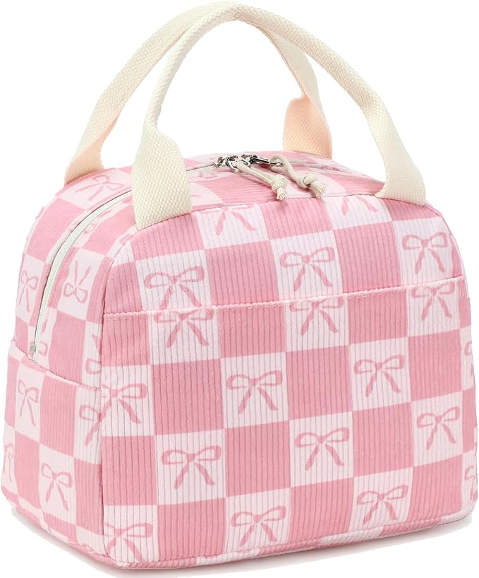 Bluboon Lunch Bag for Women Men Cute Corduroy Lunch Tote Bags Reusable Insulated Lunch Box Large Capacity Reusable Insulated Cooler for Work Picnic or Travel