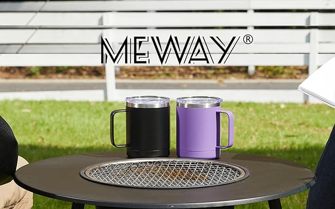 MEWAY 12oz Coffee Mug With Handle 4 Pack Bulk,Stainless Steel Insulated Travel Tumblers With Sliding Lid,Double Wall Vacuum Camping Cup for Hot & Cold Drinks Tea (Mix,Set of 4)