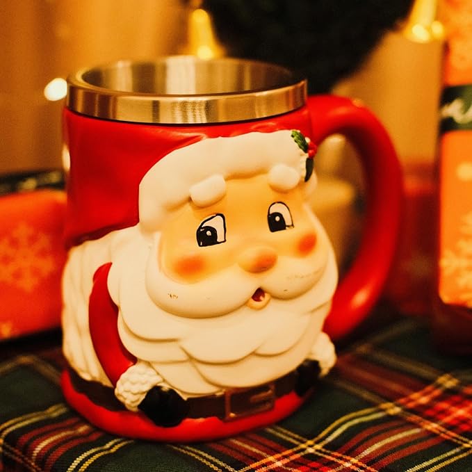 Stainless Steel Drinking Mug - 18oz Santa Gift Coffee Cup, Norse Viking Mug, Poetic Christmas Decor, Party Decoration Drinkware Gift