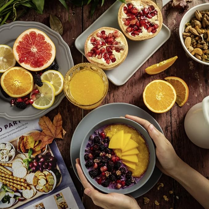 Wrova Wheat Straw Bowl Sets,6PCS Unbreakable Cereal Bowl 36 OZ,Microwave and Dishwasher Safe Bowls,Salad Bowls for Dorm,Apartment,Camping,Picnic (Deep Grey)